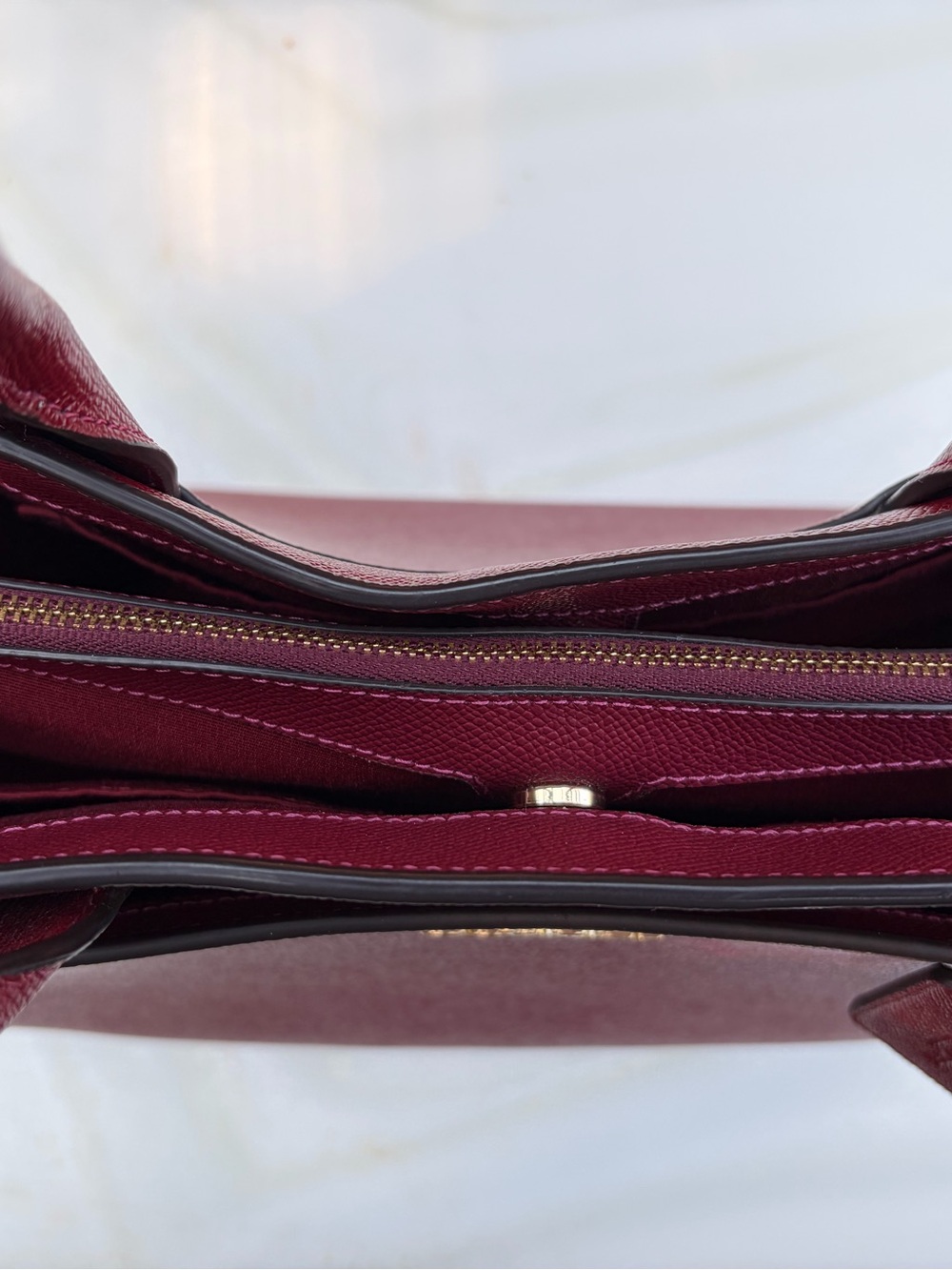Coach Dark Cherry Red Leather Tote with Gold Hardware - Picture 11 of 16